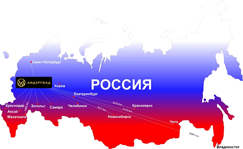 Карта России партнерских отношений компании Лидер Голд